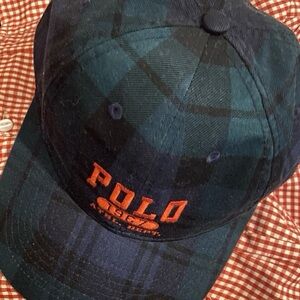 Polo Ralph Lauren Blackwatch Tartan Plaid Cap Hat with Leather Strap OSFM
